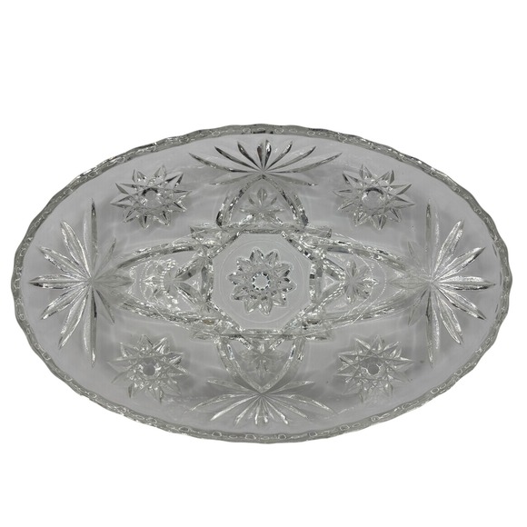 Vintage Clear Cut‎ Crystal Glass Candy Dish Bowl Starburst Pattern 9" - Picture 7 of 8